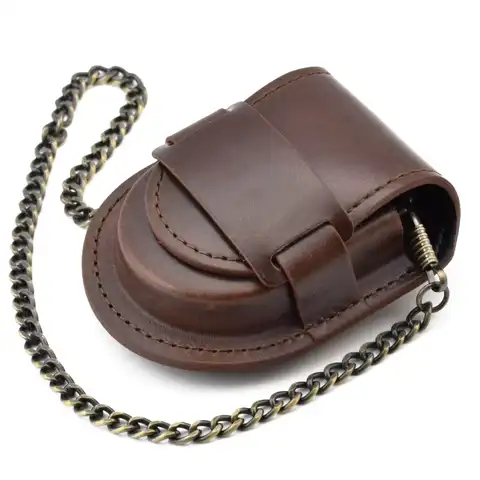 Модный мужской коричневый Чехол Винтажный Классический Карманный держатель для часов чехол для хранения портмоне сумка с цепочкой