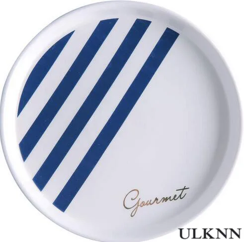 plate stripe Скандинавский синий и белый полосатый набор керамических столовых приборов западные миски - Цвет: plate stripe