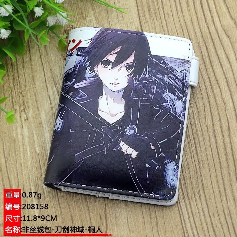 Sword Art Online-1 С изображением героя мультфильма «Мой сосед Тоторо» для костюмированной вечеринки по японскому аниме короткий бумажник синтетический кожаный кошелек для монет, держатель для карт, сумочка для денег для юношей и подростков - Цвет: Sword Art Online-1