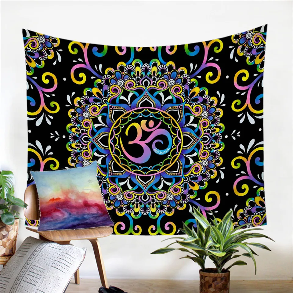 DoodleOhm от Brizbazaar гобелен настенный Мандала Цветок покрывало Красочные стены ковер