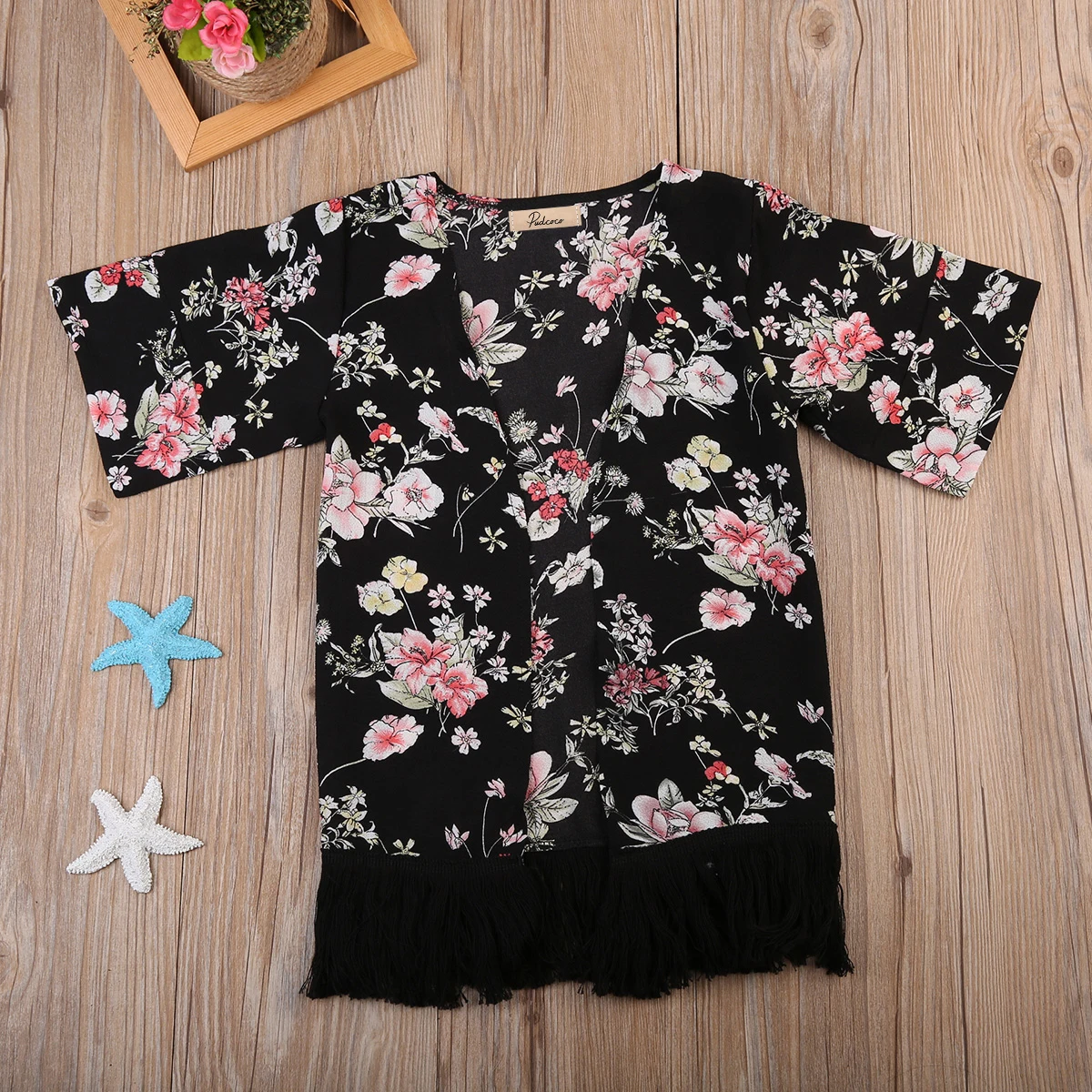 Floral Toddler Kids Girls Coat Fashion Infant Baby Summer Tassel Chiffon Cardigan Outfits Kimonos Sunsuit Cover | Детская одежда и