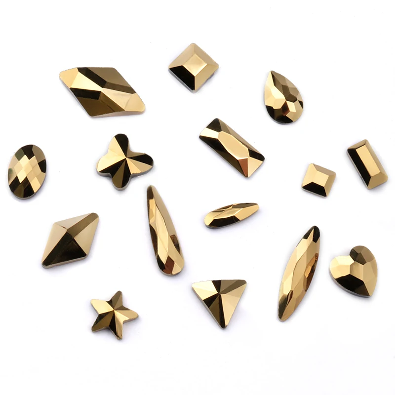 Mix Shape 20pcs 20 шт Аурум кристаллы для ногтей алмаз СТРАЗА под Камень Золото Ретро дизайн стеклянные стразы для 3D украшения для ногтей Поставки Ювелирных Изделий - Цвет: Mix Shape 20pcs