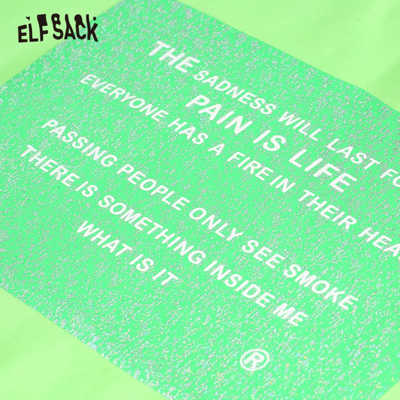 Женские футболки оверсайз ELF SACK оранжевого и зеленого цвета с принтами из хлопка