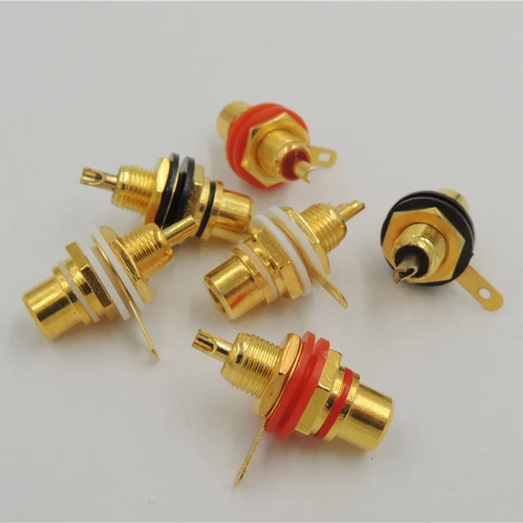 Позолоченное красное черное белое гнездо RCA для монтажа на панели шасси с