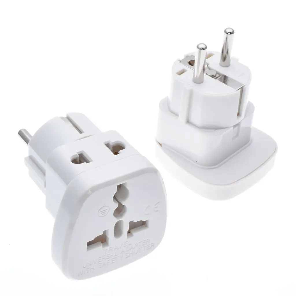 

1to2 Universal UK/US/EU/AU 3 Pins 2 Pins Socket to Germany France South Korea 4.8mm Travel Power Adapter Plug safety shutter
