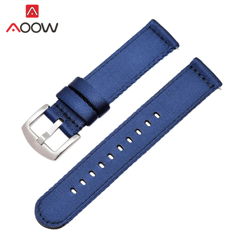Blue S Нейлоновый ремешок 18 мм 20 мм 22 мм 24 мм для samsung Galaxy Watch Active2 40 мм 44 мм gear S2 Active2 huawei холст ремешок для часов браслет - Цвет ремешка: Blue S
