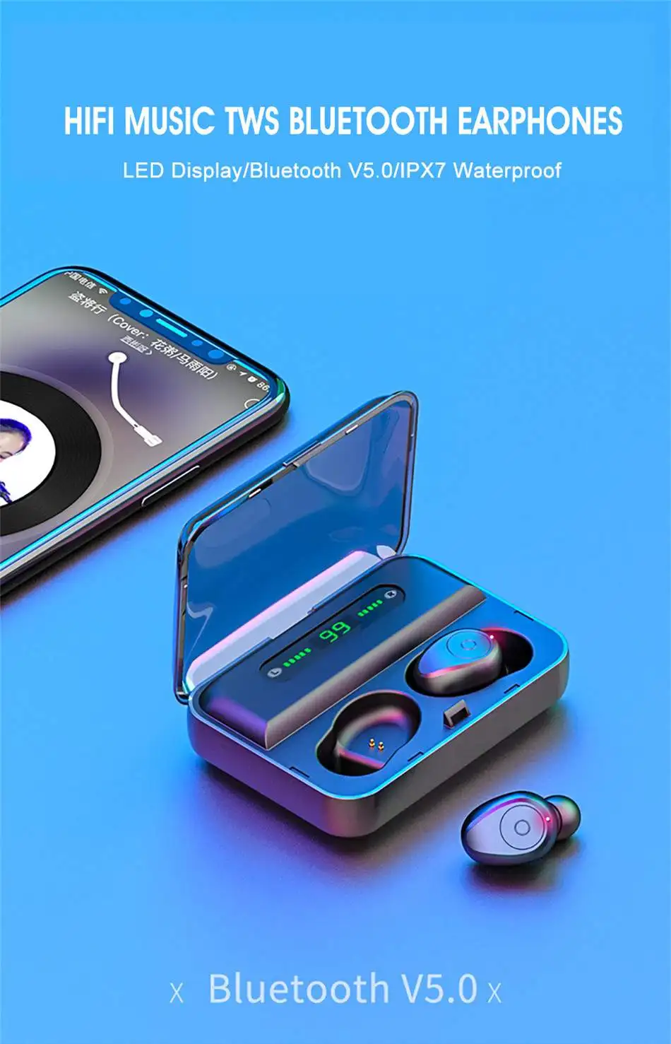 LEORY F9 TWS bluetooth 5,0 Graphene наушники стерео цифровой дисплей Беспроводная гарнитура с 1200 мАч power Bank