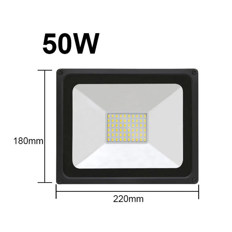50W 220V Горячая водонепроницаемый 10 Вт 20 Вт 30 Вт 50 Вт 100 Вт Светодиодный прожектор светильник SMD светодиодный прожектор отражатель светодиодный прожектор светильник уличный светильник ing - Испускаемый цвет: 50W 220V