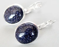 elegant natural blue sand stone 925 silver earrings