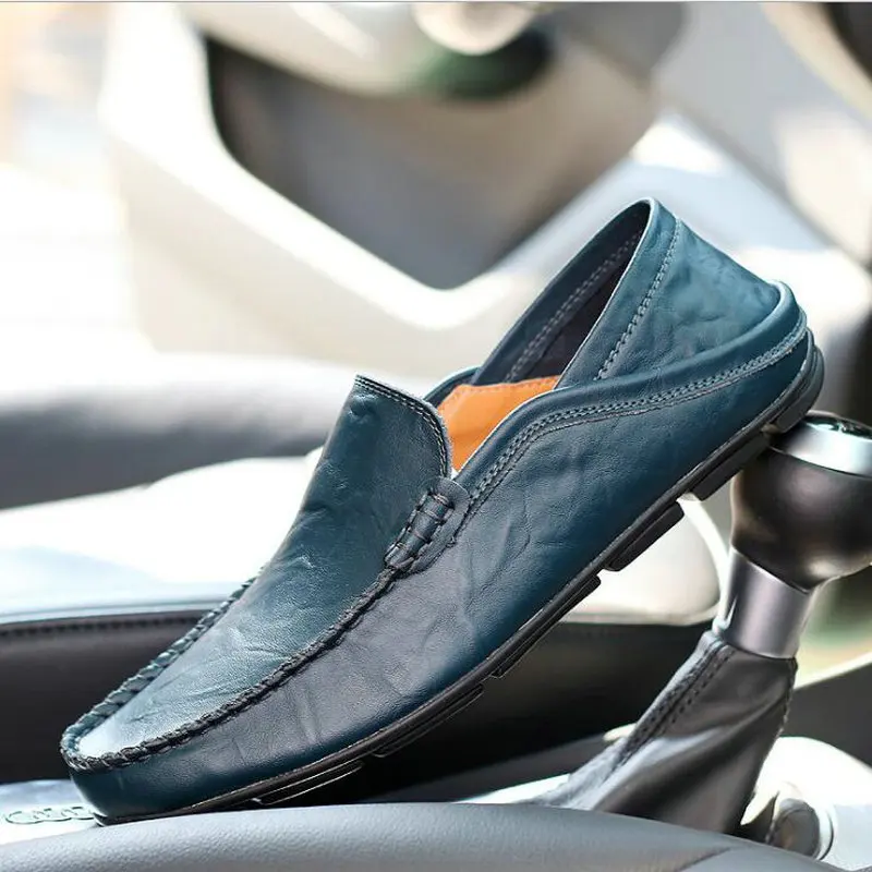 Мужская обувь без застежки Zapatos Hombre кожаная удобная повседневная на плоской