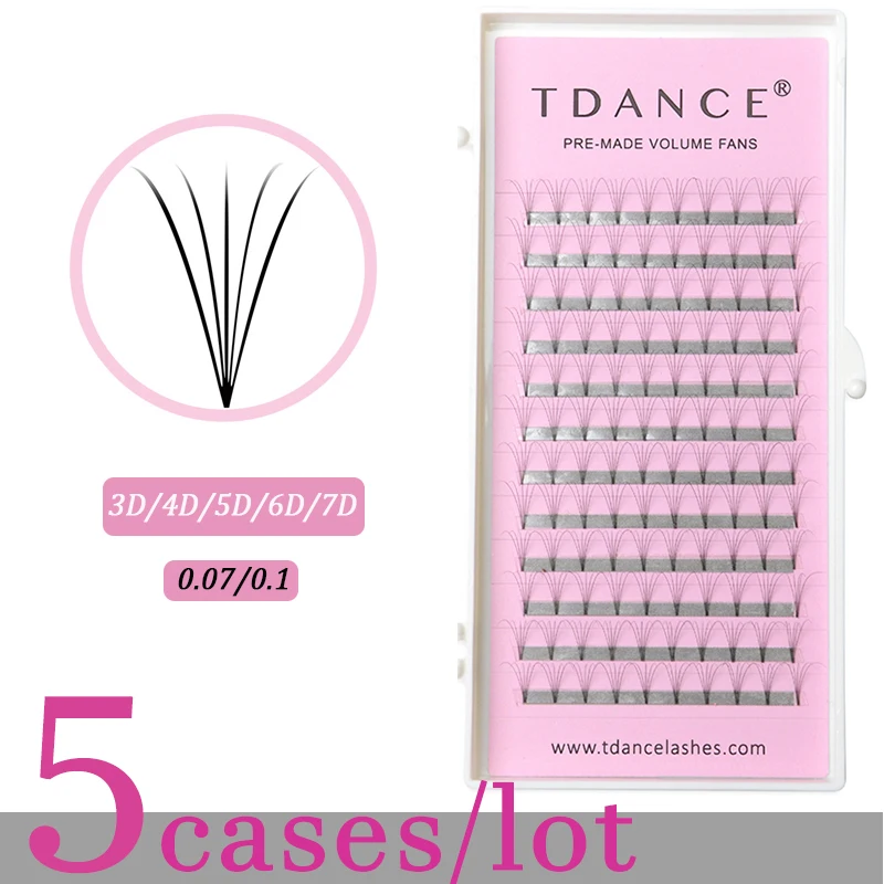 TDANCE 5 лотков/лот наращивания ресниц 0 07/0 10 мм Высокое качество 3D/4D/5D/6D/7D сборные