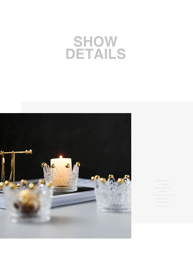 Комплект стеклянной посуды Свеча в форме короны держатели рельеф подсвечник centro de Меса decorativo Стеклянный Подсвечник, декоративные изделия Вечерние