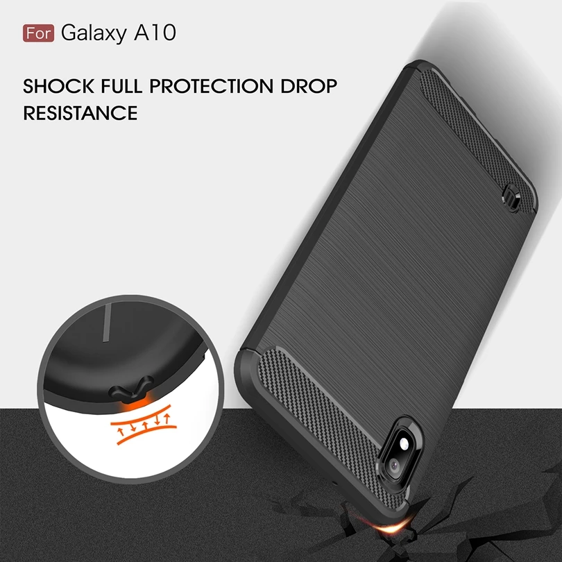 Чехол для Samsung Galaxy A10 из углеродного волокна противоударный мягкий ТПУ Матовый