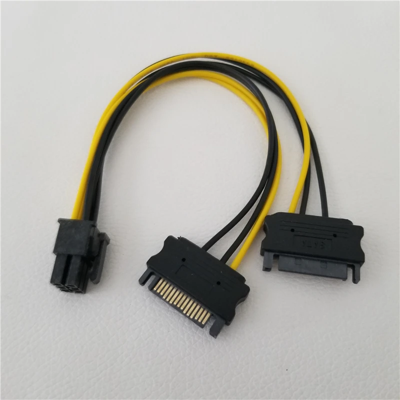 Двойной кабель SATA PCI E PCIE Express 15Pin папа 6Pin Мужской адаптер конвертер питания 18AWG для