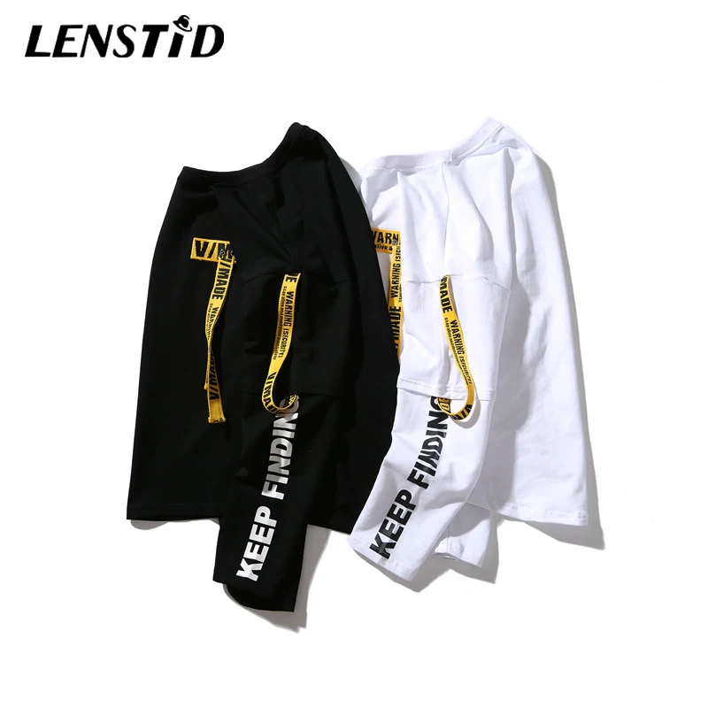 LENSTID Новинка 2019 года евро-Америка High Street сбоку ленты хип хоп толстовки уличная для
