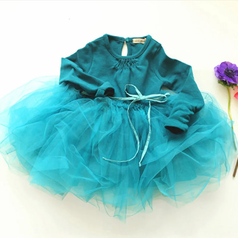 Elegant Girl Party Dresses 2018 Spring New Girls Tulle Dress Cotton Long Sleeve Tutu Wedding DQ251 | Детская одежда и обувь