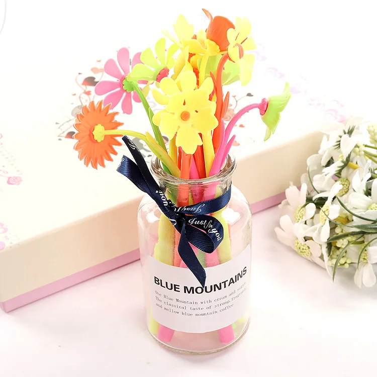 Coloffice 10 шт. креативная гелевая ручка в форме цветка мягкая силиконовая черная