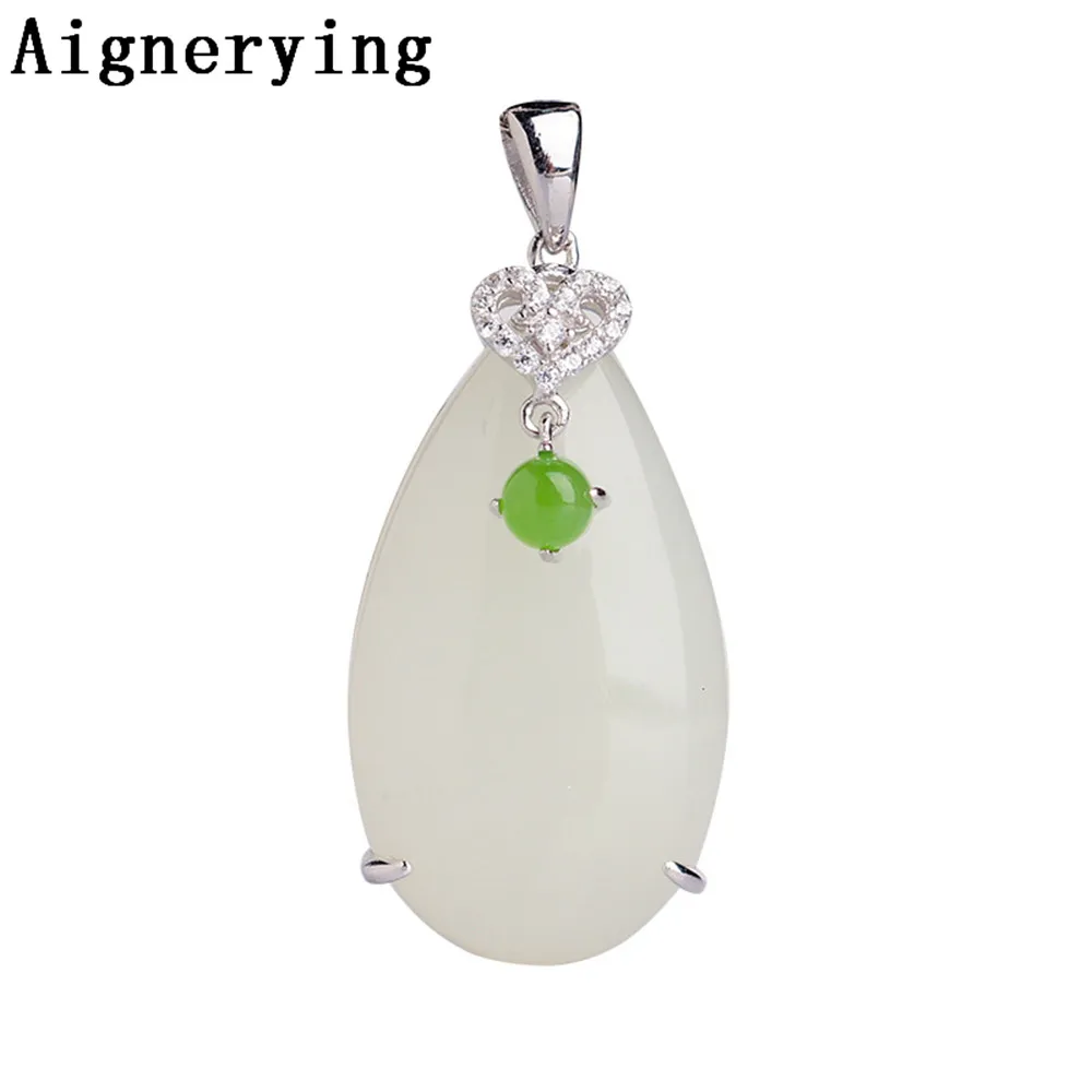 Vintage Certificate Green White Jade Sterling 925 silver Infinity Precious for Women/Men Necklaces Supply Pendant Craft Gift Box | Украшения