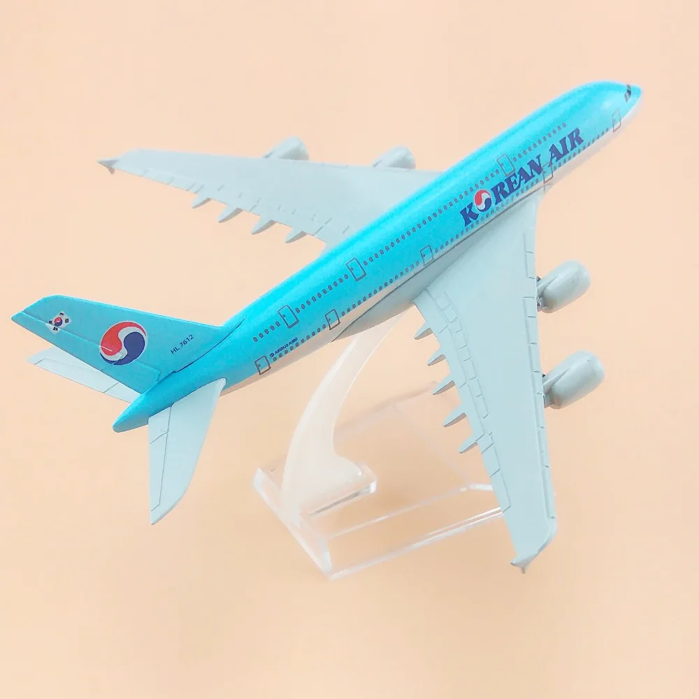 16 см сплав металлическая модель самолета корейский Air A380 Airlines Airbus 380 Airways W Стенд