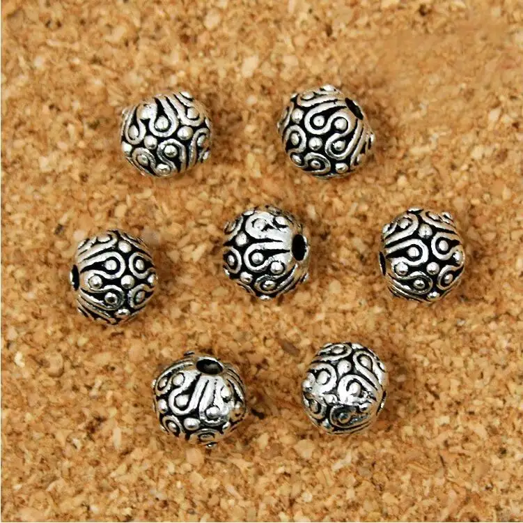 Бусины NiceBeads 10 шт. металлические бусины 6 мм подвески тибетские серебристые