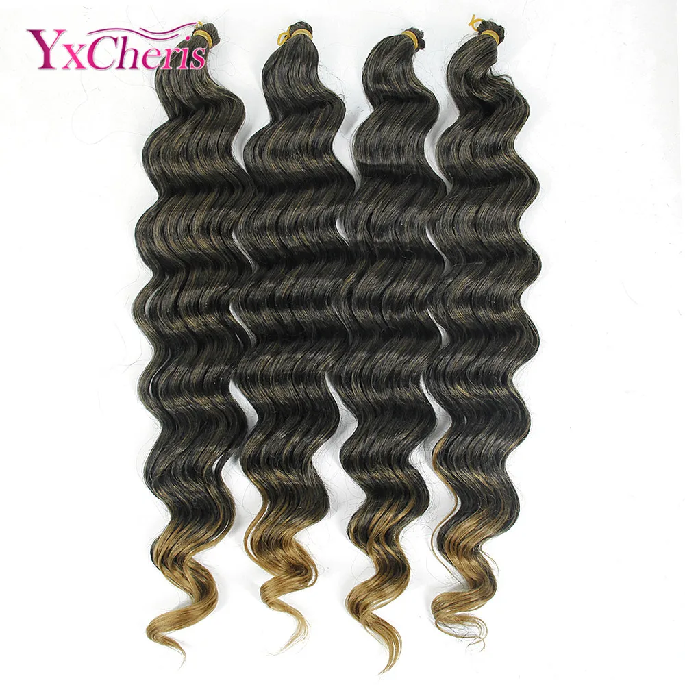 YXCHERISHAIR крючком косы синтетических плетение длинные волосы глубоко фигурные