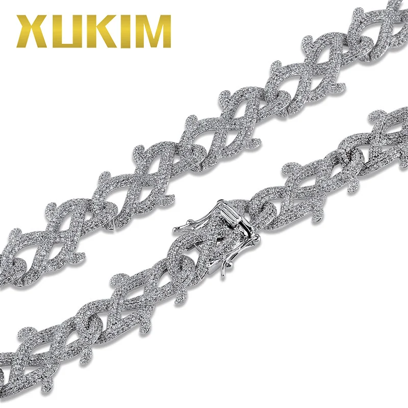 Xukim ювелирные изделия 18KGold покрытие полный Iced Out AAA кубического циркония мужские цепочки хип хоп ювелирные изделия подарок вечерние Rapper ювелирные изделия