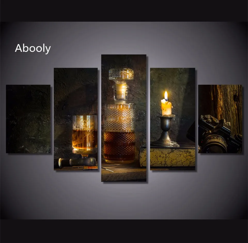 5 шт Home Decor Wall печатных украшение стены Книги по искусству натюрморт свечи