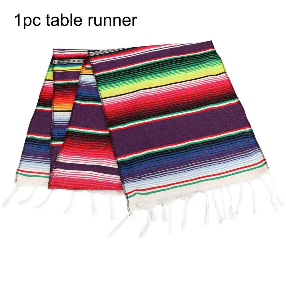 Multicolor OurWarm мексиканские вечерние принадлежности розовый синий настольная дорожка Serape одеяло скатерть Подарочная сумка Мексиканская фиеста вечерние свадебные Декор для дома - Цвет: Multicolor