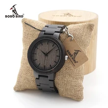 BOBO BIRD мужские черные деревянные часы с деревянным ремешком