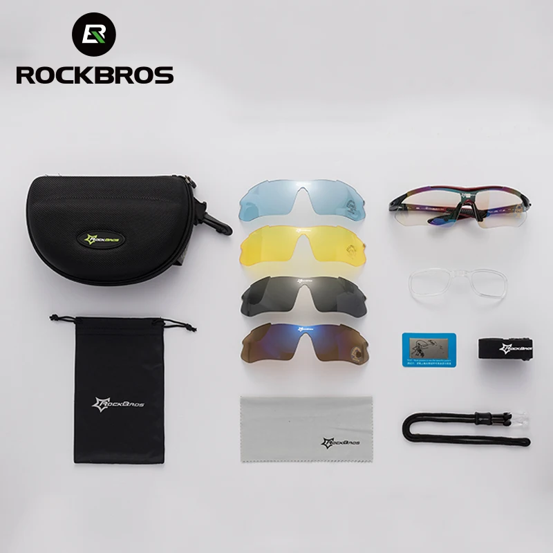 Очки велосипедные ROCKBROS Мужские поляризационные 5 линз UV400 черные 29 г | Спорт и