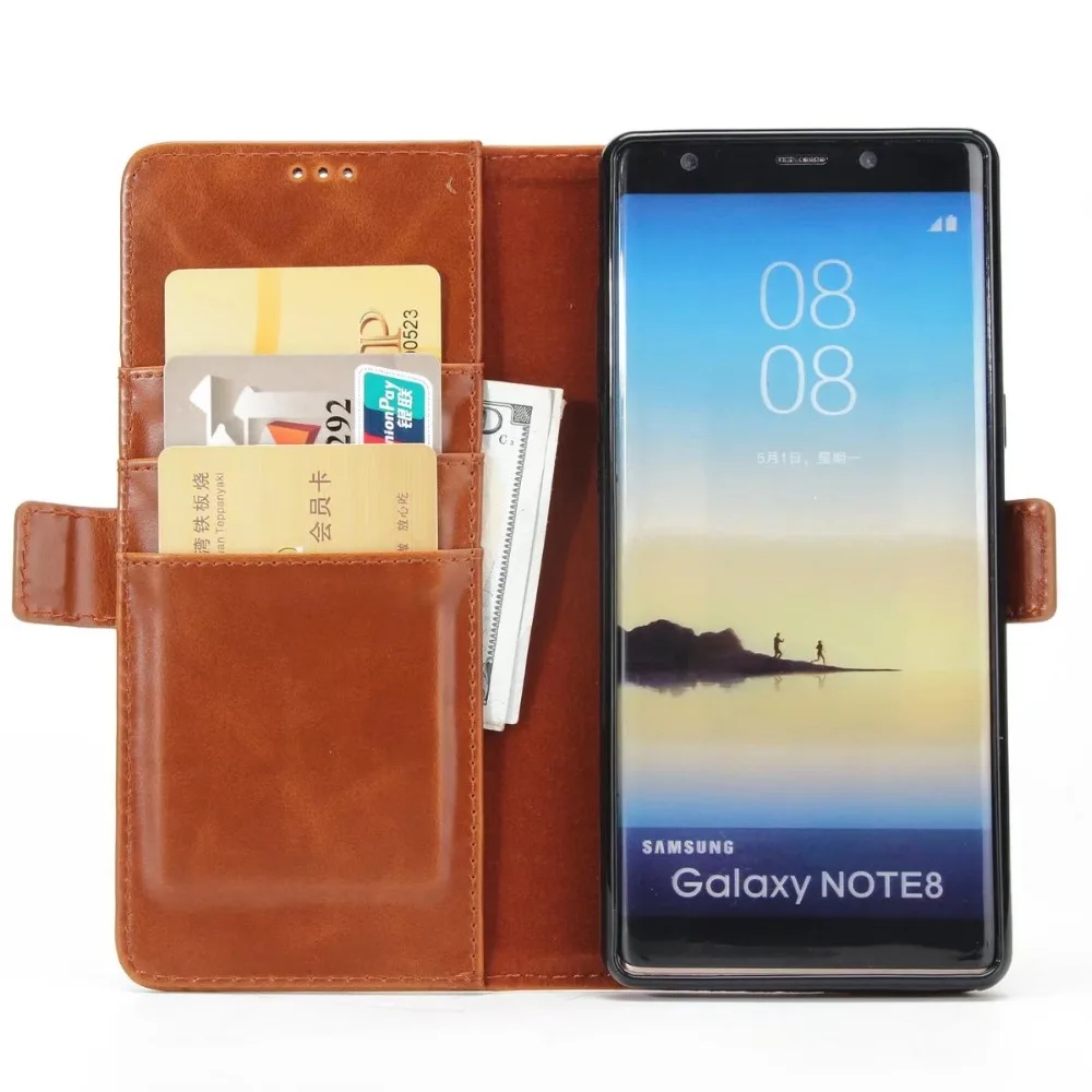 2018 высококачественный винтажный кожаный флип чехол для Samsung Galaxy Note8 5 деловой S7