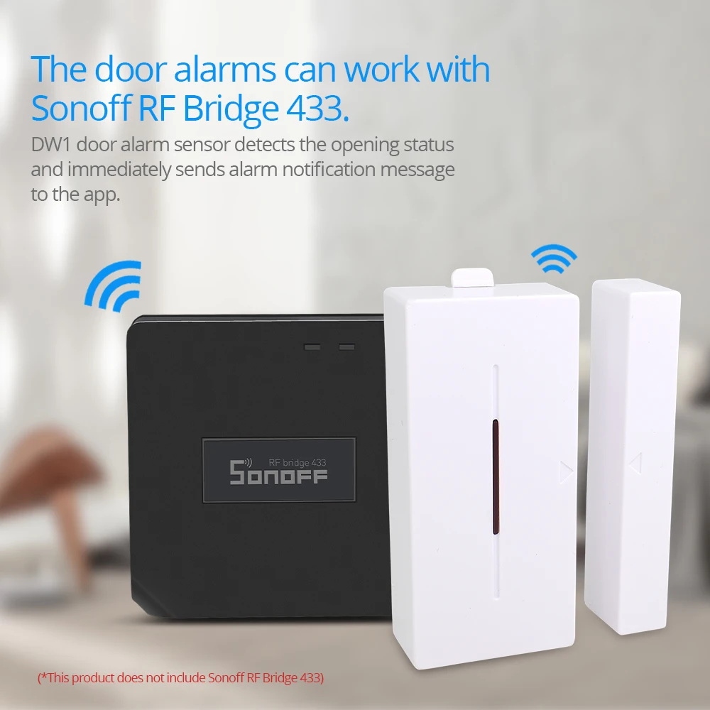 SONOFF DW1 433 МГц wifi датчик сигнализации для дверей и окон магнитный беспроводной детектор Поддержка RF мост контроль умный дом система безопасности