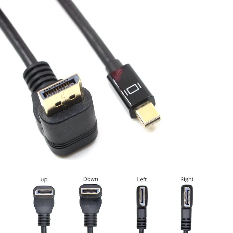 TB Mini Displayport to Displayport Cable Adapter Mini DP to DP Angle 90 degree Converter Cable to DP Cable Adapter 4K