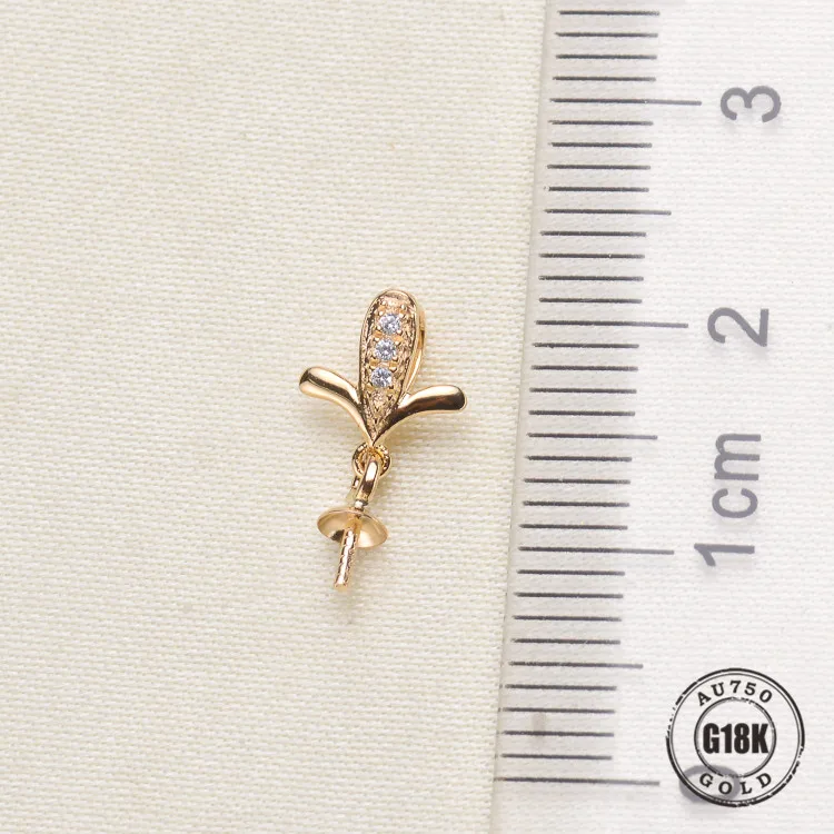 

Luxury genuine G18K Gold Accessories Fashion Pearl Pendant Settings Findings Pendant Mountings Women Accessories Female Jewwelry
