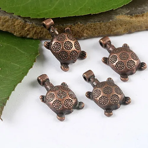 

30pcs dull copper-tone turtle charms h2156