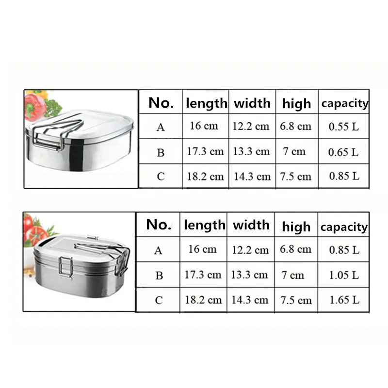 Нержавеющая сталь бенто ланч бокс контейнер для еды коробка портативный