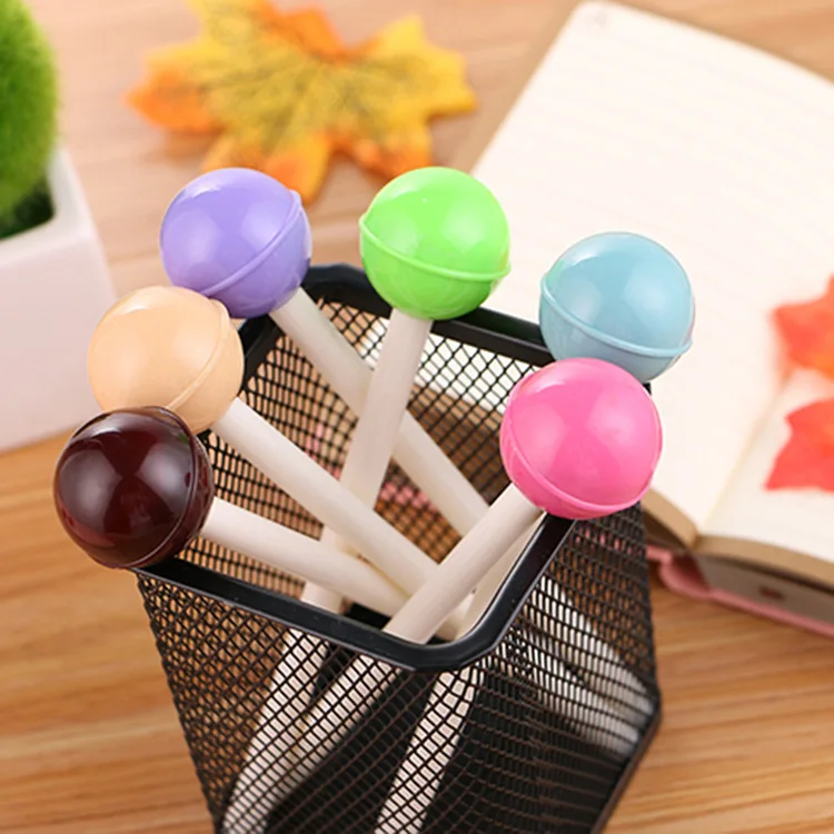 24 Pcs Creative Lollipop Neutral Pen Lovely Students Stationery Cartoon Water Quality Office Felt-tip Kawaii School Supplies Pen