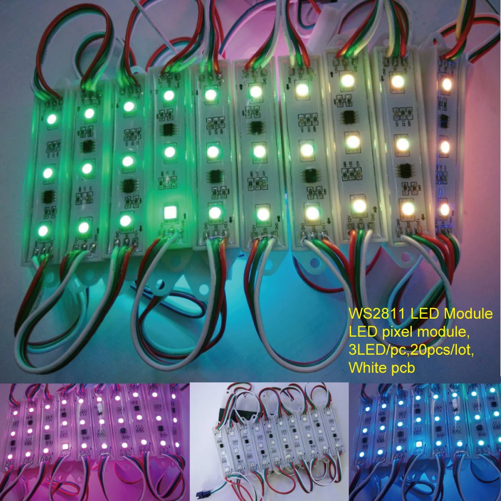 20 шт./лот белая печатная плата 12 В постоянного тока WS2811 3 светодиодных модуля волшебные цветные огни для украшения рекламы подсветки водонепроницаемый IP65