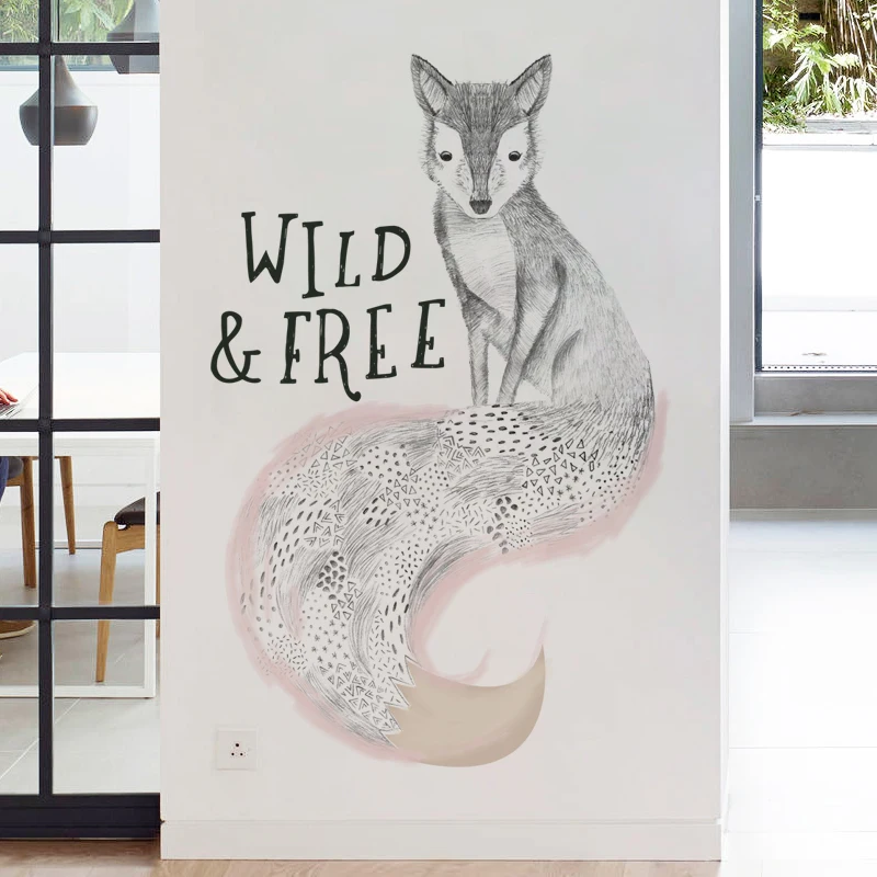 [Fundecoration] наклейки на стену с изображением лисы домашний декор для гостиной