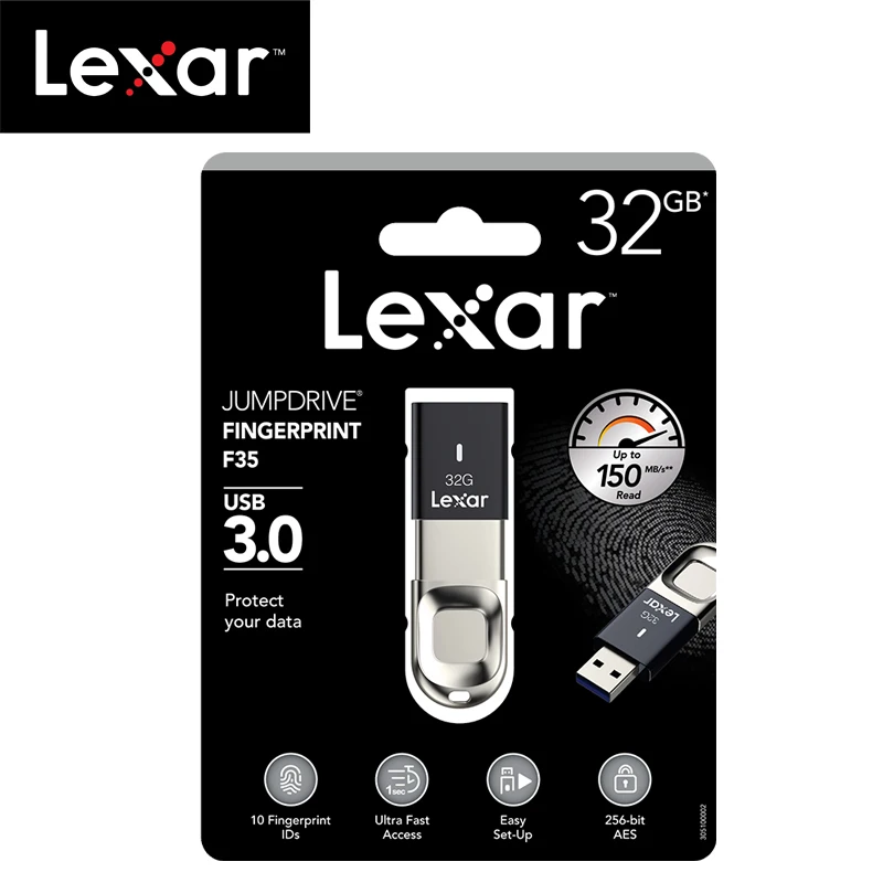 100% Оригинальный Lexar Распознавание отпечатков пальцев USB 128 Гб 64 ГБ 32 F35 3 1 флэш