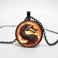 2019 new fashion dragon pendant necklace mortal kombat pendants glass dome jewelry necklace pendant