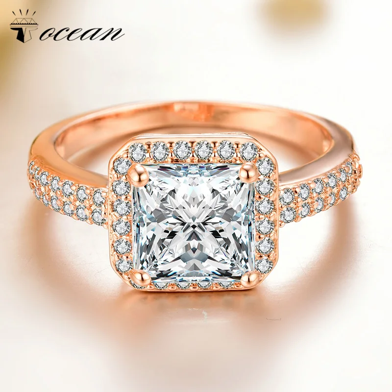 Tocean розовое золото Цвет модные обручальные кольца для Для женщин овальным