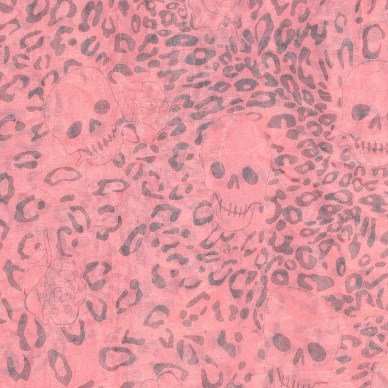 

Female Fashion Pink Flower Skull Print Women Scarf Lady Scarves Cash All-match 180*105cm