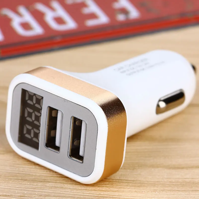 Автомобильное двойное USB зарядное устройство с цифровым дисплеем 2.1A двойной порт