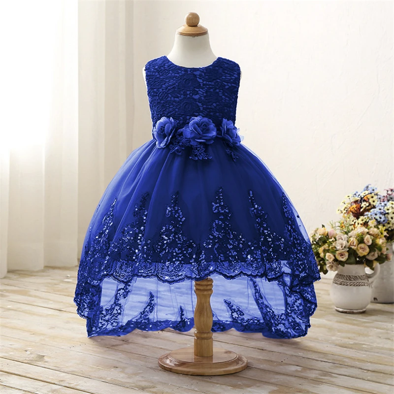 Summer New Girls Dress Fashion Sleeveless High Low Wedding Kids Sequins Tails Clothing Children Handmade Clothes | Детская одежда и