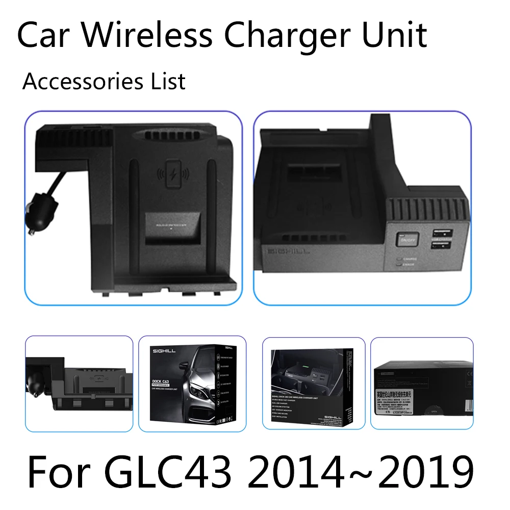 Для Mercedes Benz GLC43 2014 ~ 2019 10 Вт Беспроводное зарядное устройство для iphone телефона Android
