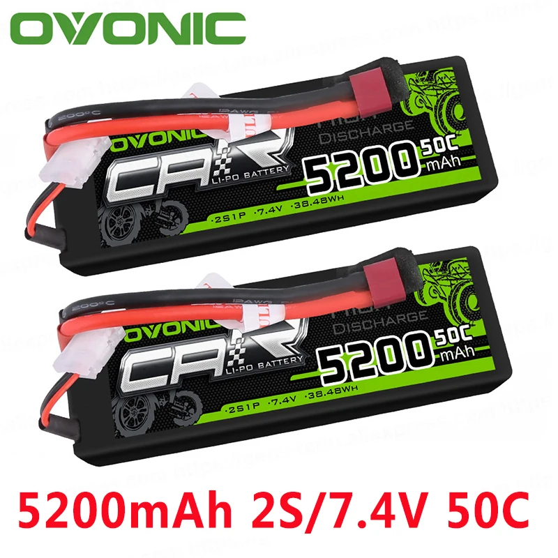 Батареи OVONIC 5200 мАч LiPo 2S 50C разъем T Deans 7 4 В для ARRMA 1/8 1/10 радиоуправляемые автомобили