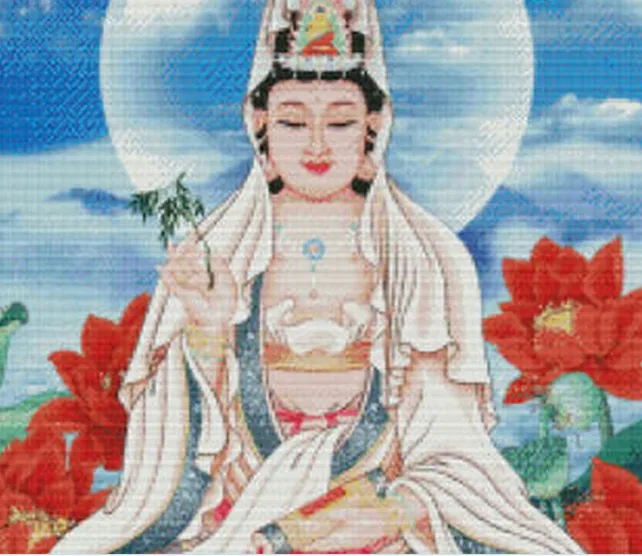 Kwan-yin сидя на платформе лотоса (3) набор крестиков штампованный 14ct 11ct ручная