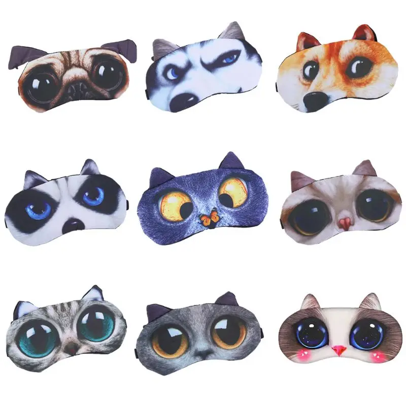 3D Забавный мультфильм животных кошка собака напечатанные патчи на глаза сна