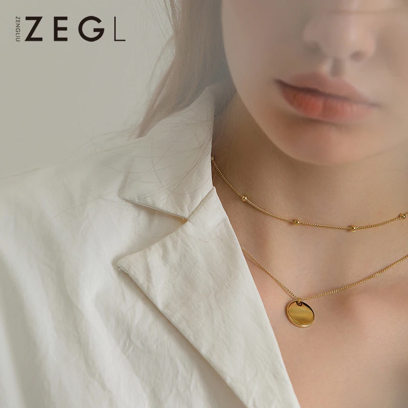 Женское Ожерелье ZEGL Двухслойное ожерелье с цепочкой для ключиц простая